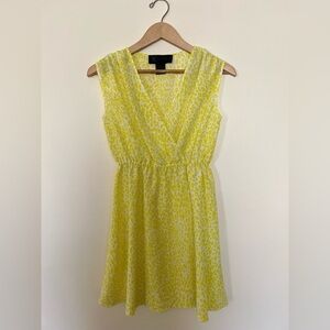 Kardasian Kollection Womens Mini Dress S Yellow Leopard Crossover Cinched Spring